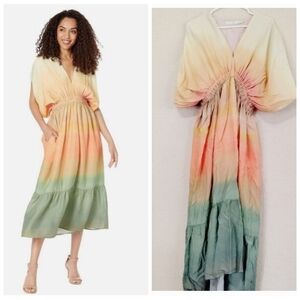 Marie Oliver Silk Resort Kaftan Midi Dress  Size Small
